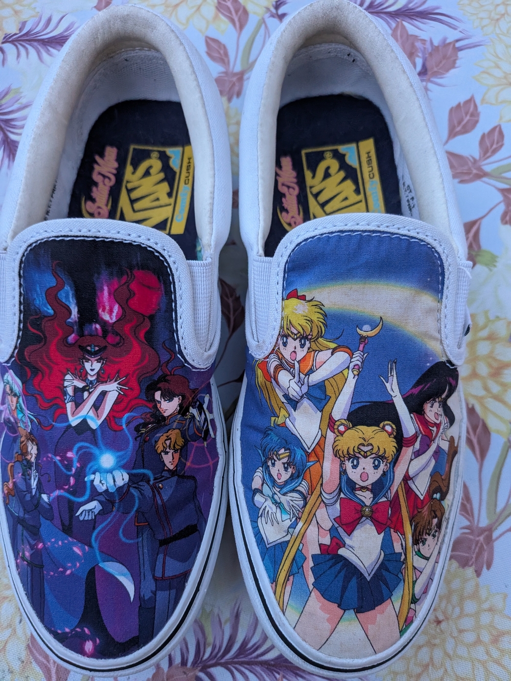 Vans Sailor Moon Slip-On Shoes - White with Multicolor Graphic